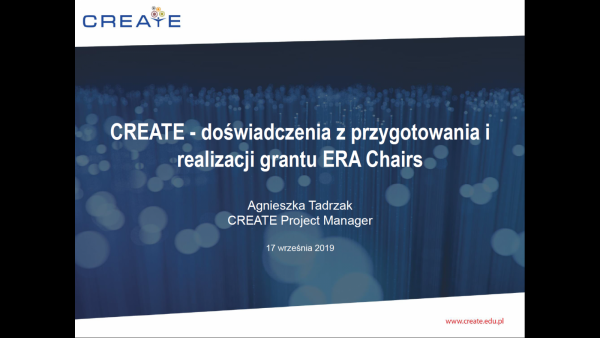 The CREATE project presentation at NCP in Warsaw